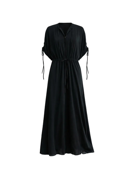  Psophia Drawstring Midi Dress - Black 