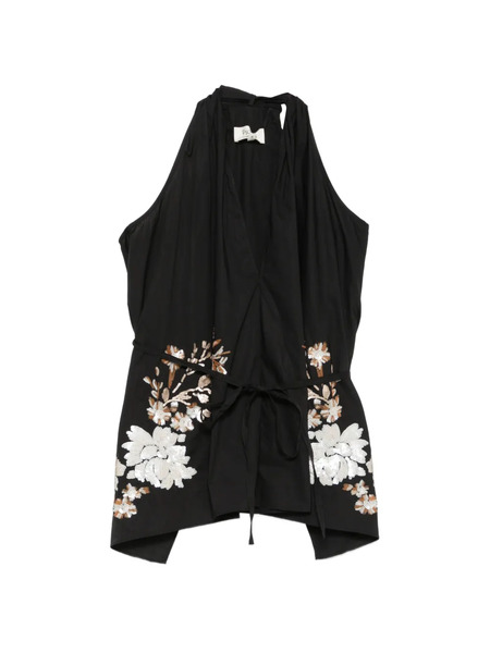  Psophia Floral Halterneck Top - Black 