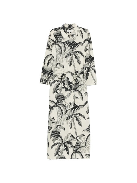  Psophia Palm-tree Pattern Midi Dress - Neutrals 
