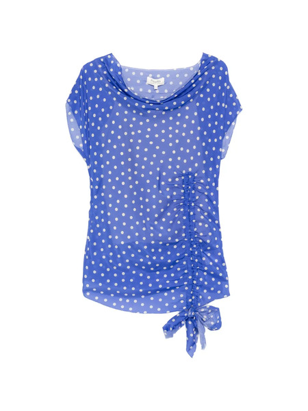  Psophia Polka-dot Gathered-detail Blouse Set - Blue 