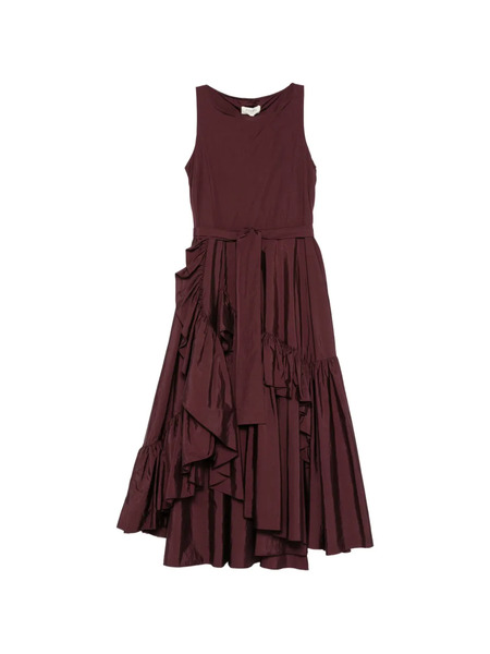  Psophia Ruffled Belted Midi Dress - Red 