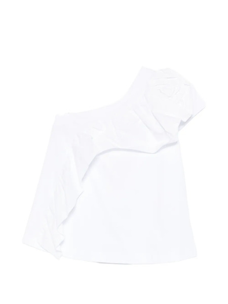  Psophia Ruffled One-shoulder Top - White 