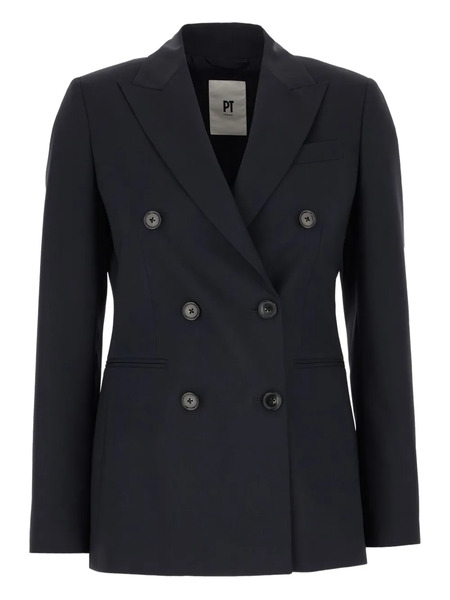  Pt Torino Double-breasted Button Blazer - Blue 