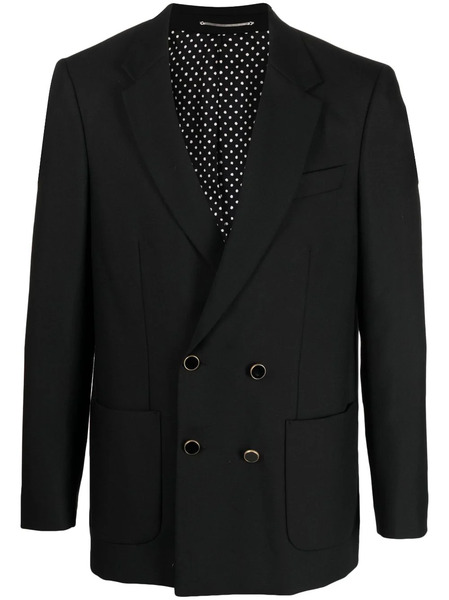  Pt Torino Double-breasted Wool Blazer - Black 
