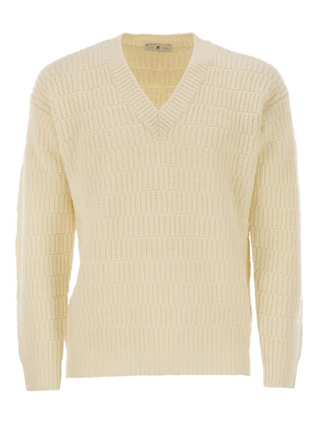  Pt Torino Geometric V-neck Sweater - Neutrals 