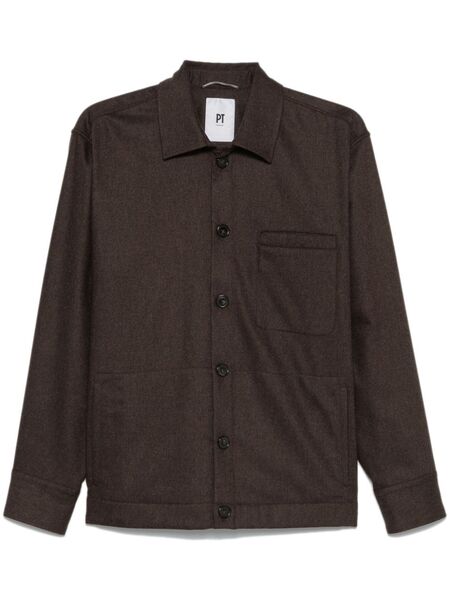  Pt Torino Spread-collar Shirt Jacket - Brown 