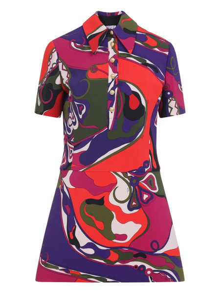  Pucci Abstract-print Collared Dress 