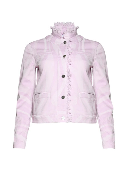  Pucci Frayed-trim Printed Jacket - Pink 
