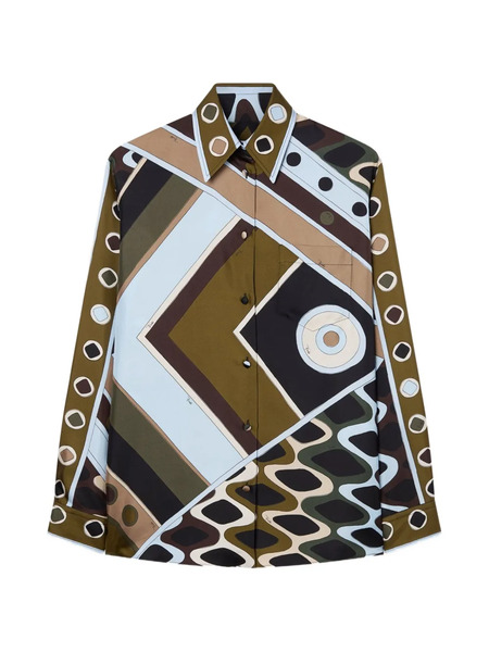  Pucci Geometric-print Shirt - Green 