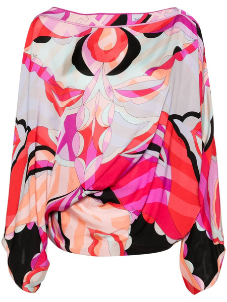  Pucci Geometric-print Silk Top - Pink 