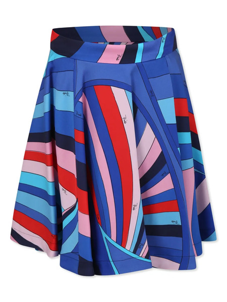  Pucci Junior Abstract-pattern Print Skirt - Blue 