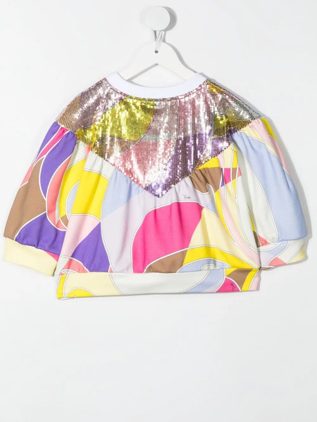  Pucci Junior Abstract-print Sequinned Top - Pink 