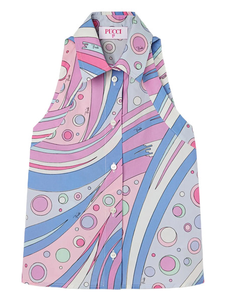 Pucci Junior Fontane-patterned Sleeveless Shirt - Pink 