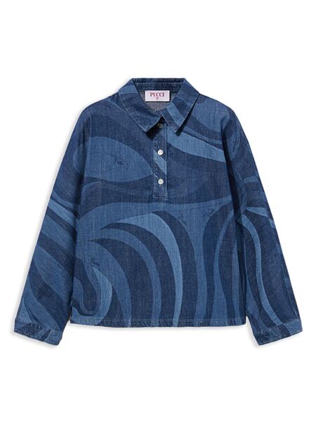  Pucci Junior Marmo-print Shirt - Blue 