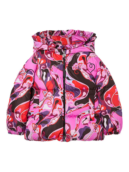 Pucci Junior Orchidee-print Down Jacket - Pink 
