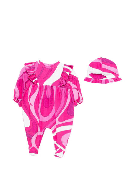  Pucci Junior Ruffled Patterned Babygrow Set - Pink 