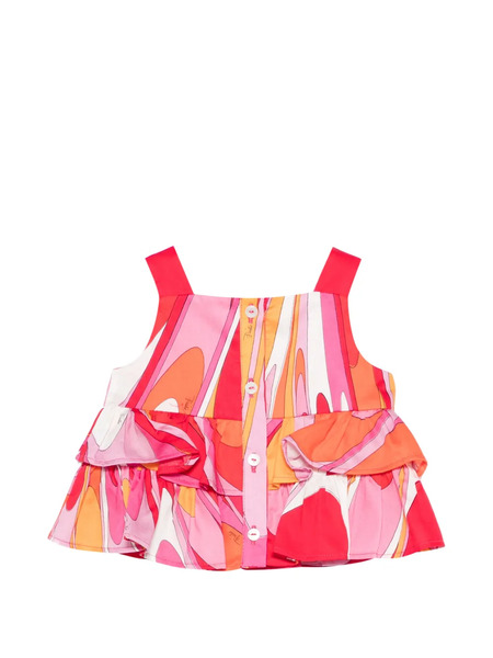  Pucci Junior Ruffled Printed Top - Pink 