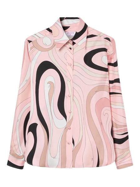  Pucci Marmo-print Button-up Shirt - Pink 