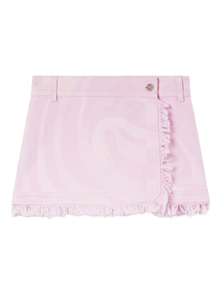  Pucci Marmo-print Denim Skirt - Pink 