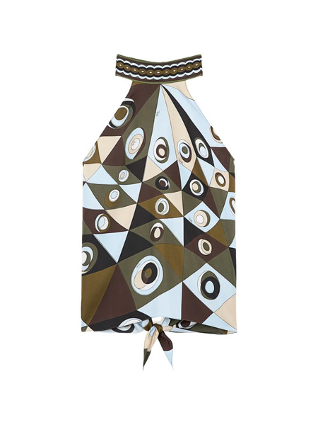  Pucci Occhi-print Halter Top - Brown 