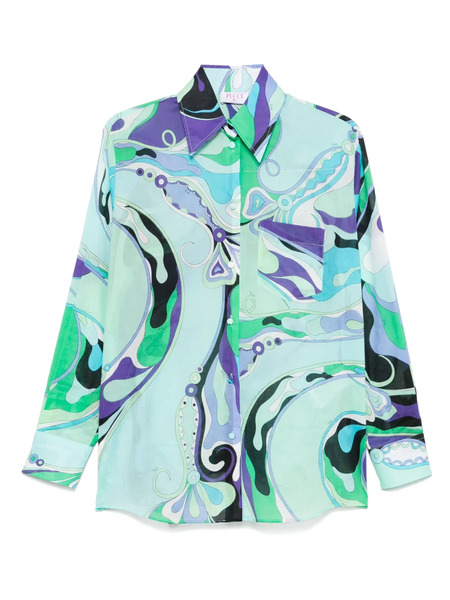  Pucci Orchidee-print Shirt - Blue 