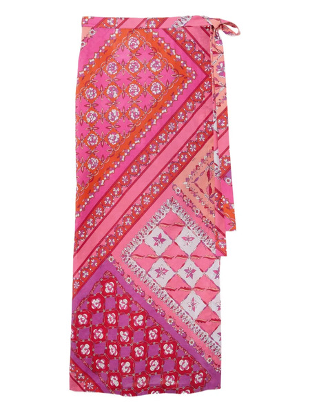  Pucci Patchwork Wrap Midi Skirt - Pink 