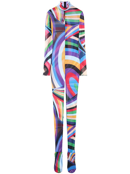  Pucci Semi-sheer Tulle Jumpsuit - Blue 