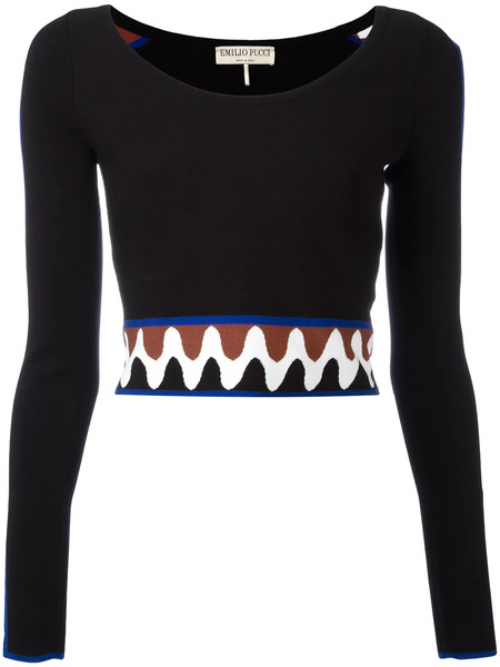  Pucci Wave Pullover Crop Top - Black 