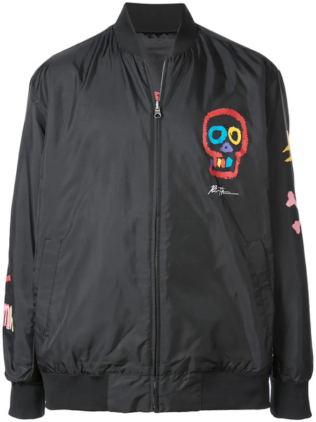  Puma Skull Print Bomber Jacket - Black 