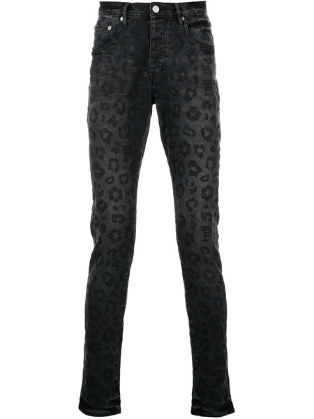  Purple Brand Monogram Leopard Print Jeans black 