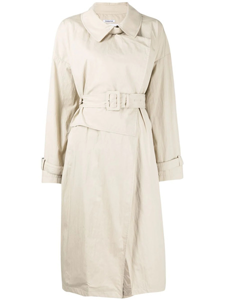  Pushbutton Belted Trench Coat - Brown 