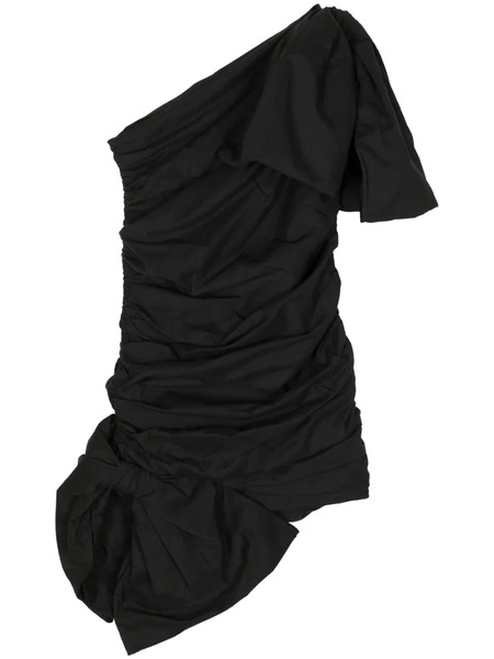  Pushbutton Bow One-shoulder Minidress - Black 