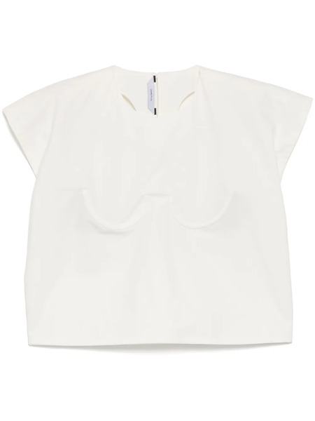  Pushbutton Bra Point Sleeveless Top - White 