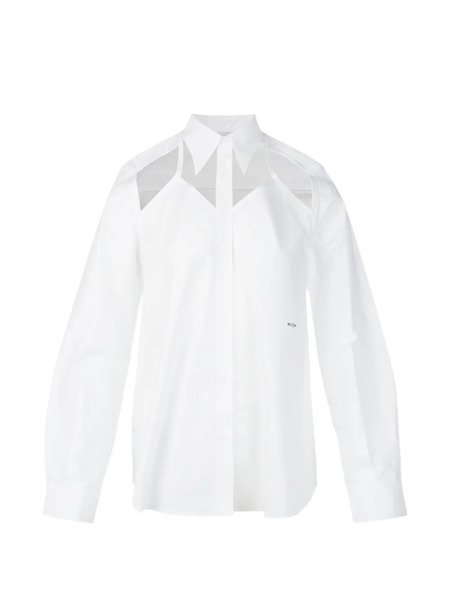 Pushbutton Cut-out Shirt - White 