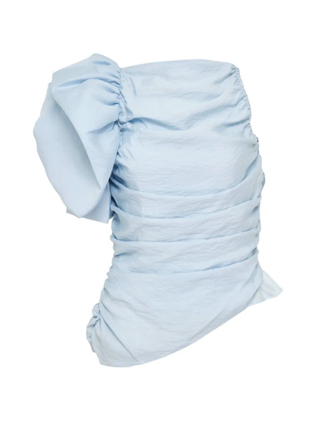  Pushbutton Gathered One-shoulder Top - Blue 