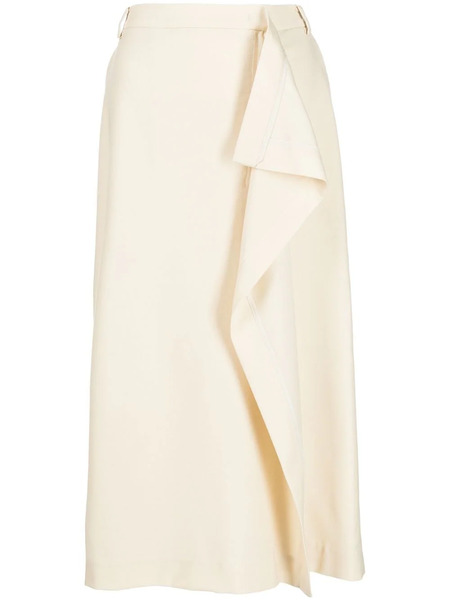  Pushbutton High-waisted Midi Skirt - White 