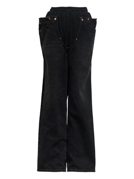  Pushbutton Layered Jeans - Black 