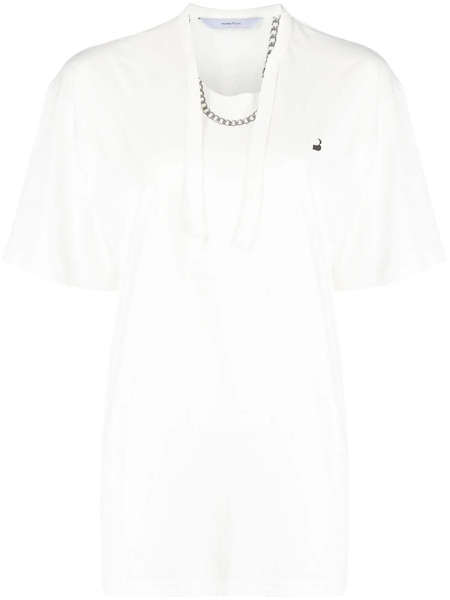  Pushbutton Necklace-print Oversized T-shirt - White 