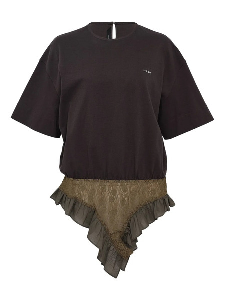  Pushbutton Panty Ruffled Top - Brown 