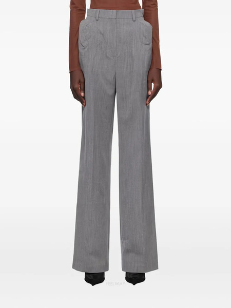  Pushbutton Pinstriped Straight-leg Trousers - Grey 