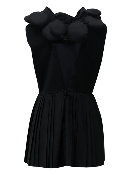  Pushbutton Pleated Mini Dress - Black 