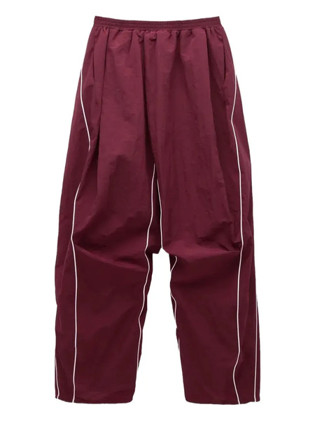  Pushbutton Pleated Piped Track Pants - Red 