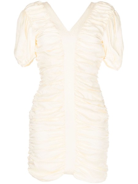  Pushbutton Ruched Mini Dress - White 
