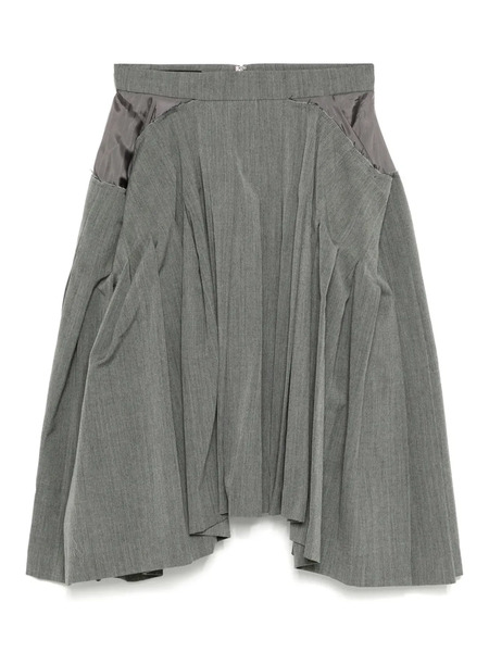  Pushbutton Square Pleated Skirt - Grey 