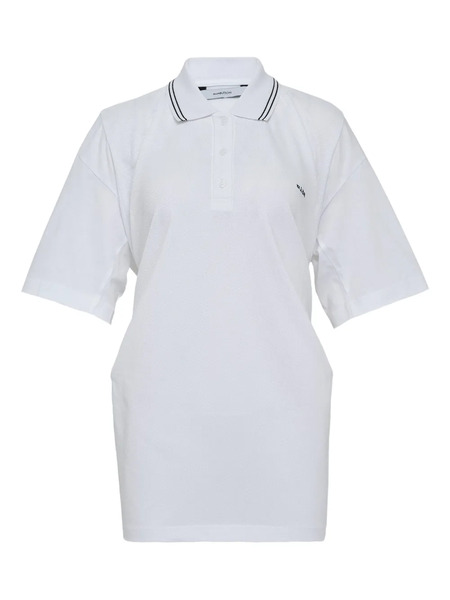  Pushbutton Wrap-design Polo Top - White 