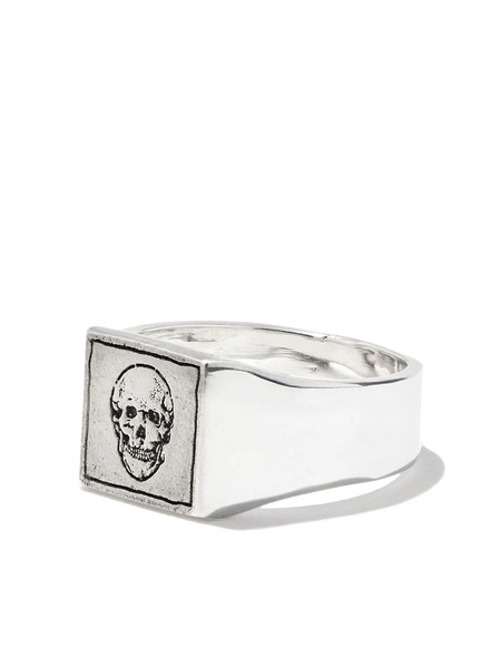  Pyrrha Skull Square Signet Ring - Silver 
