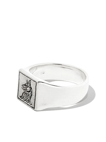  Pyrrha Wolf Square Signet Ring - Silver 