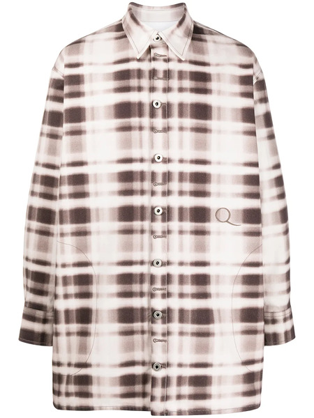  Qasimi Oversize Check Print Shirt - Neutrals 