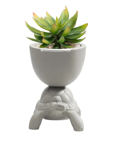  Qeeboo Turtle Carry Ceramic Planter - White 