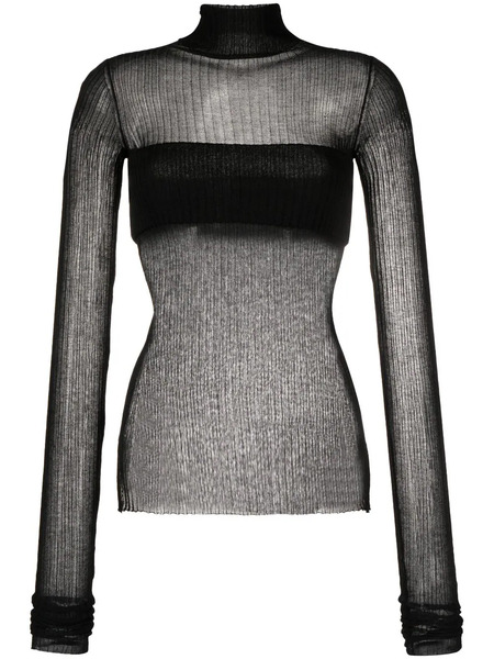  Quira High-neck Ribbed Top - Black 